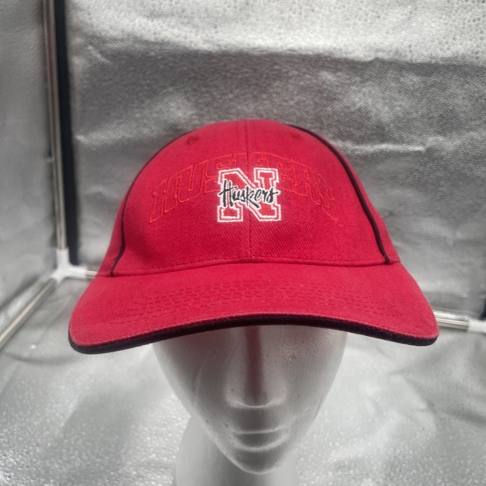 Nebraska Cornhuskers Hat Cap Strap Back Mens Red Black Huskers‎ Football
